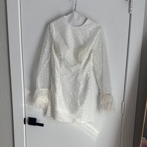 Elegant White Sequin Mini Dress